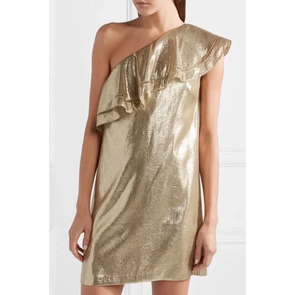 Rachel Zoe Ruffled One-Shoulder Jacquard Dress NWT - Picture 2 of 16